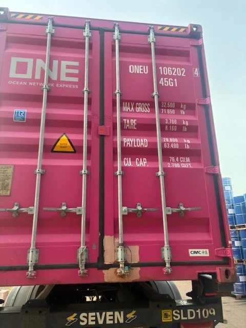 Sealed shipping container for export to the US