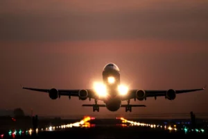 Air freight plane takes off