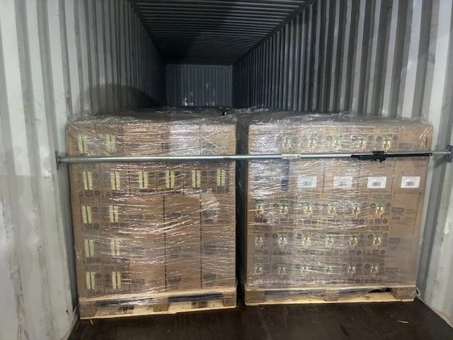 Pallets loaded in a shipping container for freight forwarder to the US